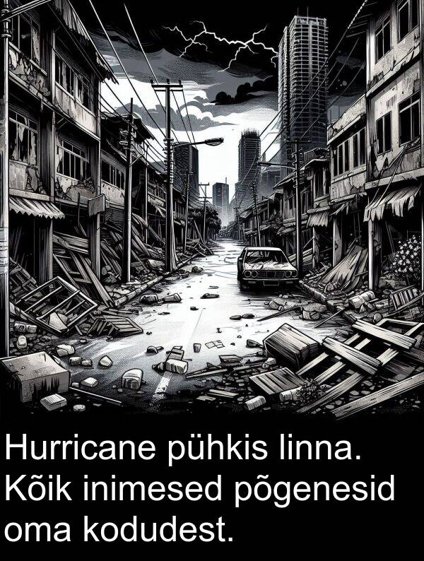 linna: Hurricane pühkis linna. Kõik inimesed põgenesid oma kodudest.