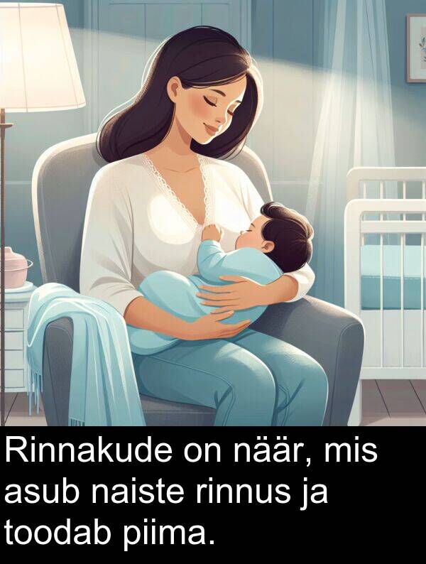 toodab: Rinnakude on näär, mis asub naiste rinnus ja toodab piima.