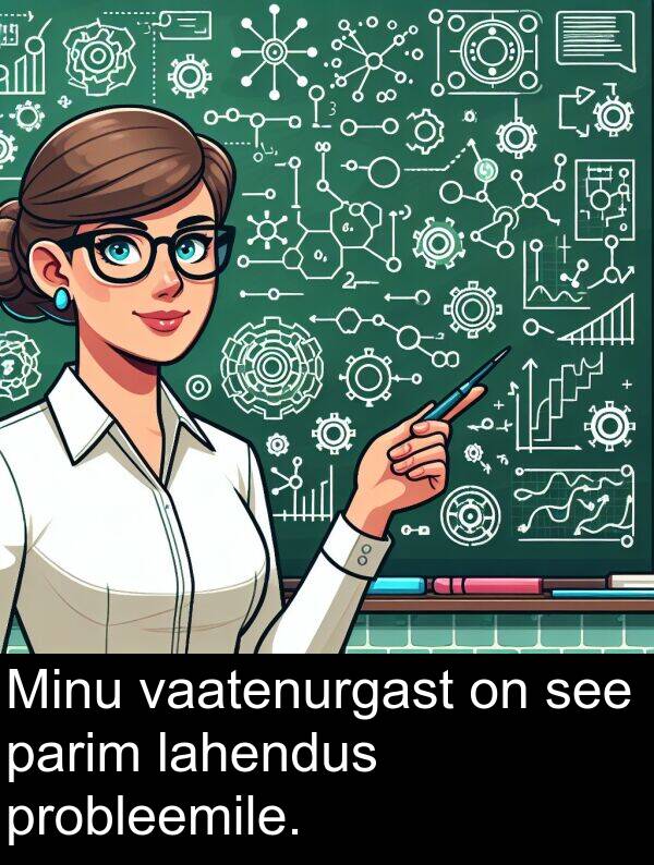 probleemile: Minu vaatenurgast on see parim lahendus probleemile.
