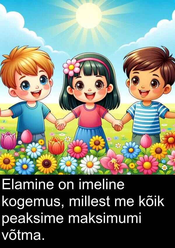millest: Elamine on imeline kogemus, millest me kõik peaksime maksimumi võtma.