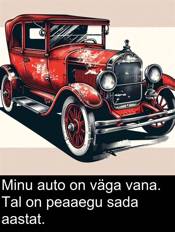 auto: Minu auto on väga vana. Tal on peaaegu sada aastat.