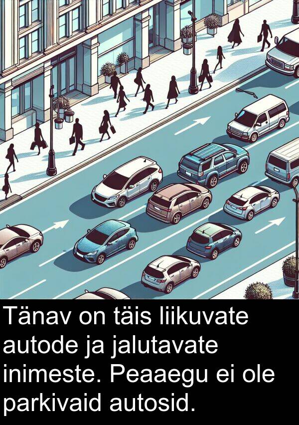jalutavate: Tänav on täis liikuvate autode ja jalutavate inimeste. Peaaegu ei ole parkivaid autosid.