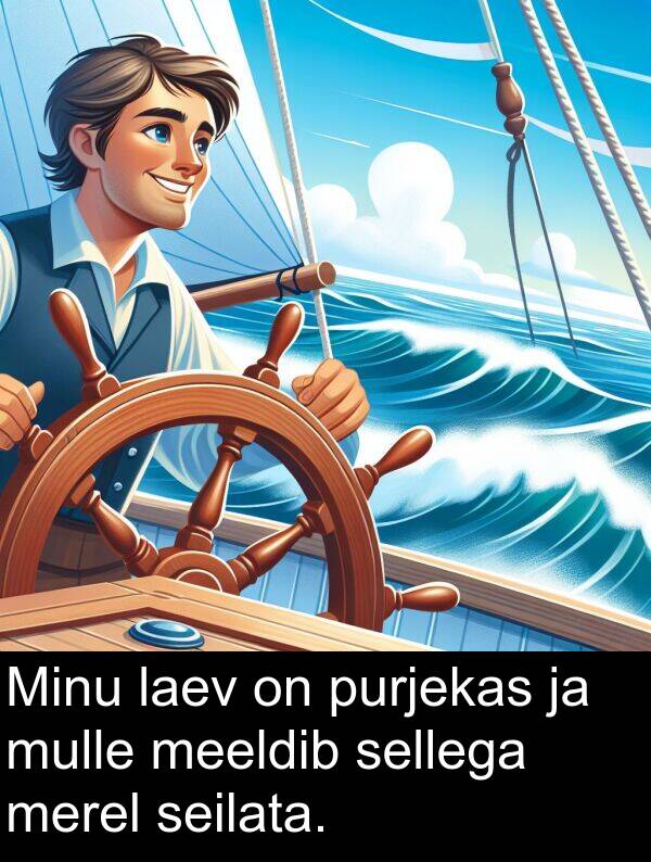 purjekas: Minu laev on purjekas ja mulle meeldib sellega merel seilata.