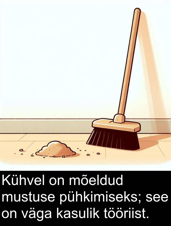 mõeldud: Kühvel on mõeldud mustuse pühkimiseks; see on väga kasulik tööriist.