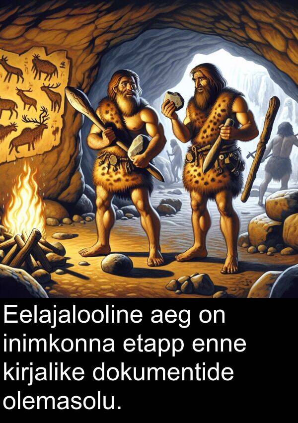 dokumentide: Eelajalooline aeg on inimkonna etapp enne kirjalike dokumentide olemasolu.
