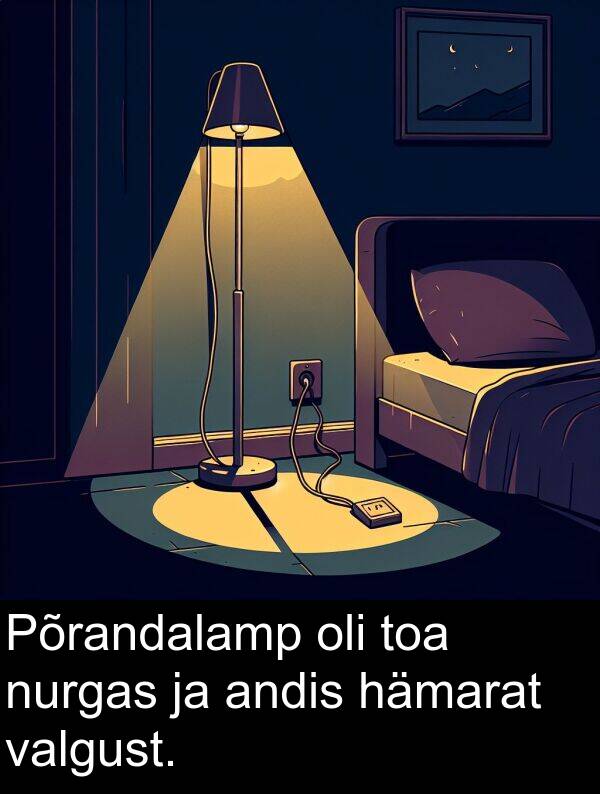 hämarat: Põrandalamp oli toa nurgas ja andis hämarat valgust.