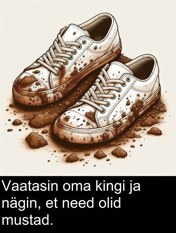 mustad: Vaatasin oma kingi ja nägin, et need olid mustad.
