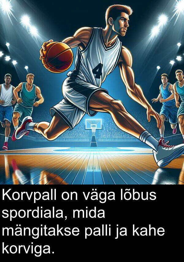 korviga: Korvpall on väga lõbus spordiala, mida mängitakse palli ja kahe korviga.