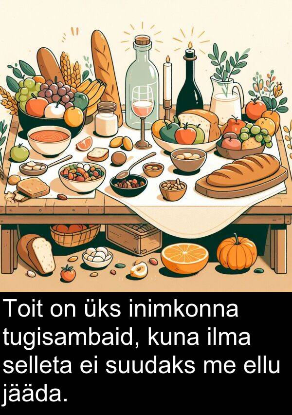 kuna: Toit on üks inimkonna tugisambaid, kuna ilma selleta ei suudaks me ellu jääda.