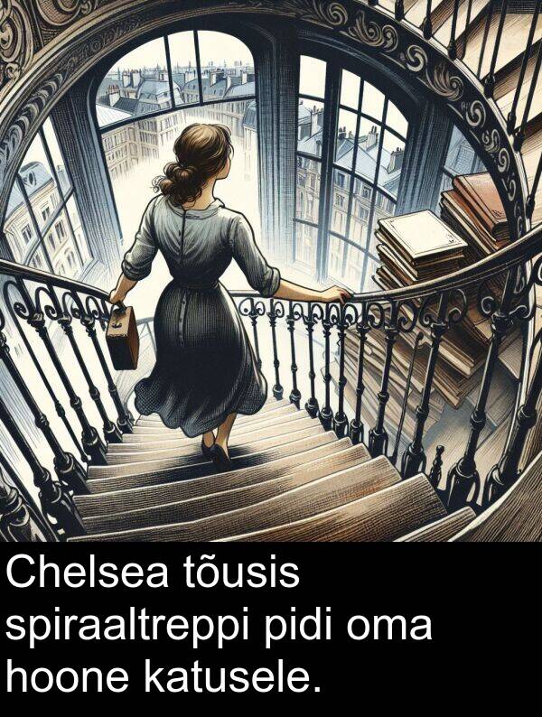 tõusis: Chelsea tõusis spiraaltreppi pidi oma hoone katusele.