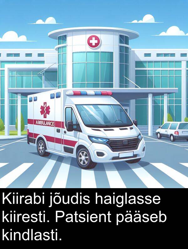jõudis: Kiirabi jõudis haiglasse kiiresti. Patsient pääseb kindlasti.