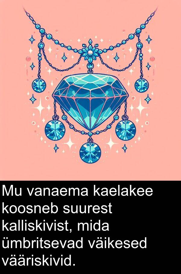 suurest: Mu vanaema kaelakee koosneb suurest kalliskivist, mida ümbritsevad väikesed vääriskivid.