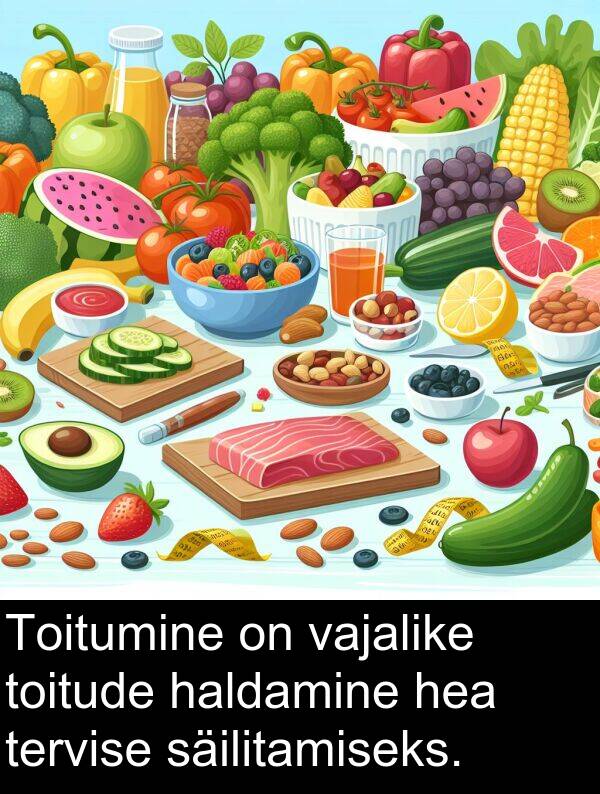 säilitamiseks: Toitumine on vajalike toitude haldamine hea tervise säilitamiseks.