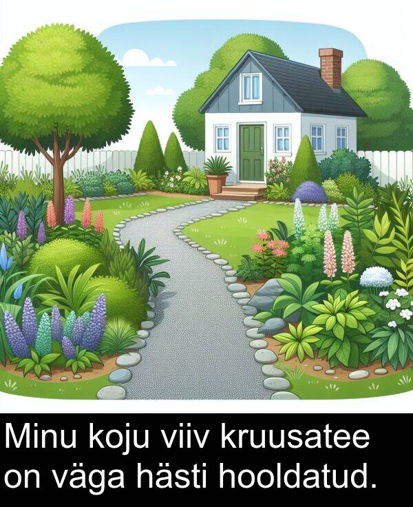 hooldatud: Minu koju viiv kruusatee on väga hästi hooldatud.