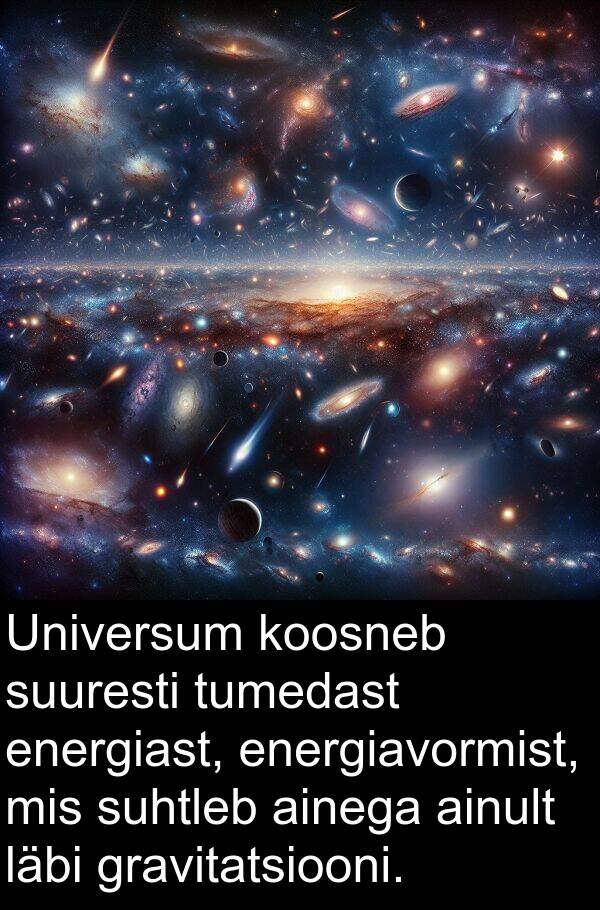 läbi: Universum koosneb suuresti tumedast energiast, energiavormist, mis suhtleb ainega ainult läbi gravitatsiooni.