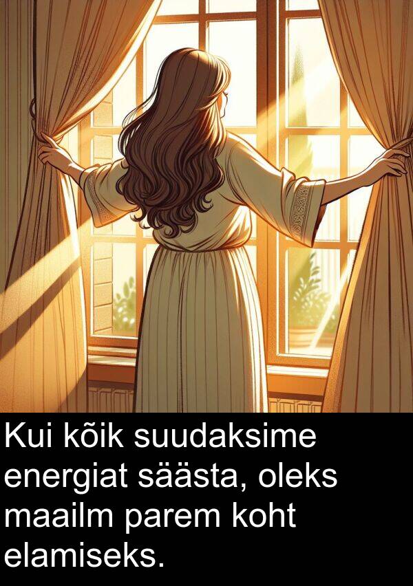suudaksime: Kui kõik suudaksime energiat säästa, oleks maailm parem koht elamiseks.
