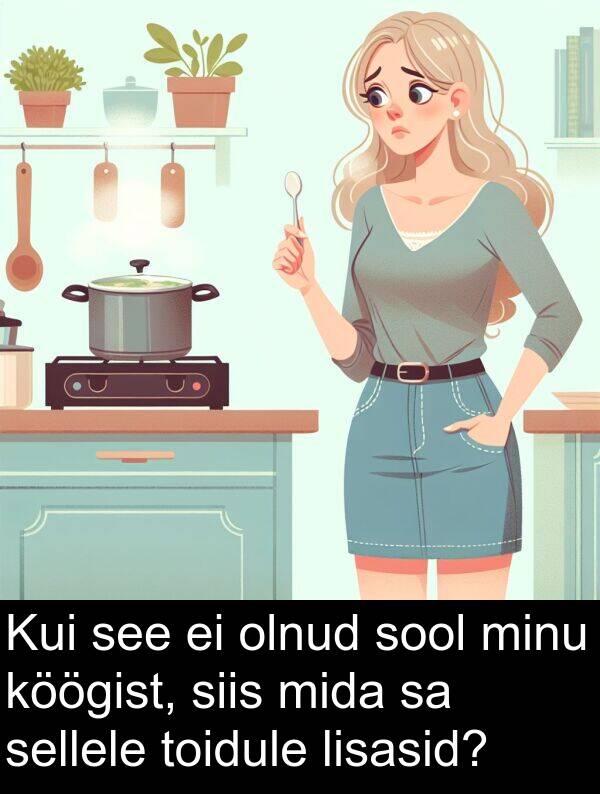lisasid: Kui see ei olnud sool minu köögist, siis mida sa sellele toidule lisasid?