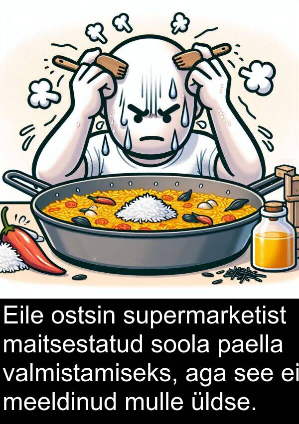 soola: Eile ostsin supermarketist maitsestatud soola paella valmistamiseks, aga see ei meeldinud mulle üldse.