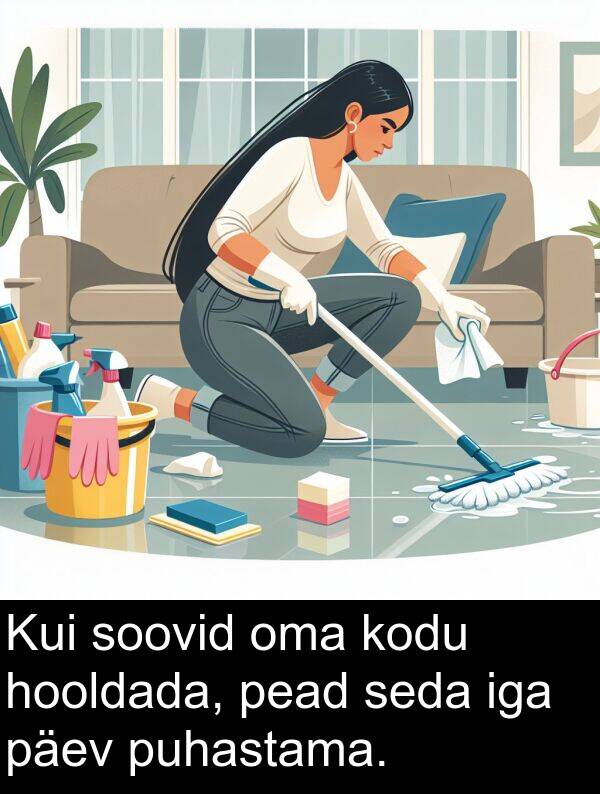 kodu: Kui soovid oma kodu hooldada, pead seda iga päev puhastama.