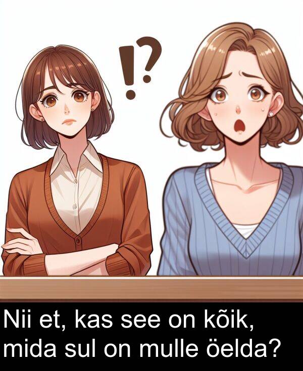 mida: Nii et, kas see on kõik, mida sul on mulle öelda?