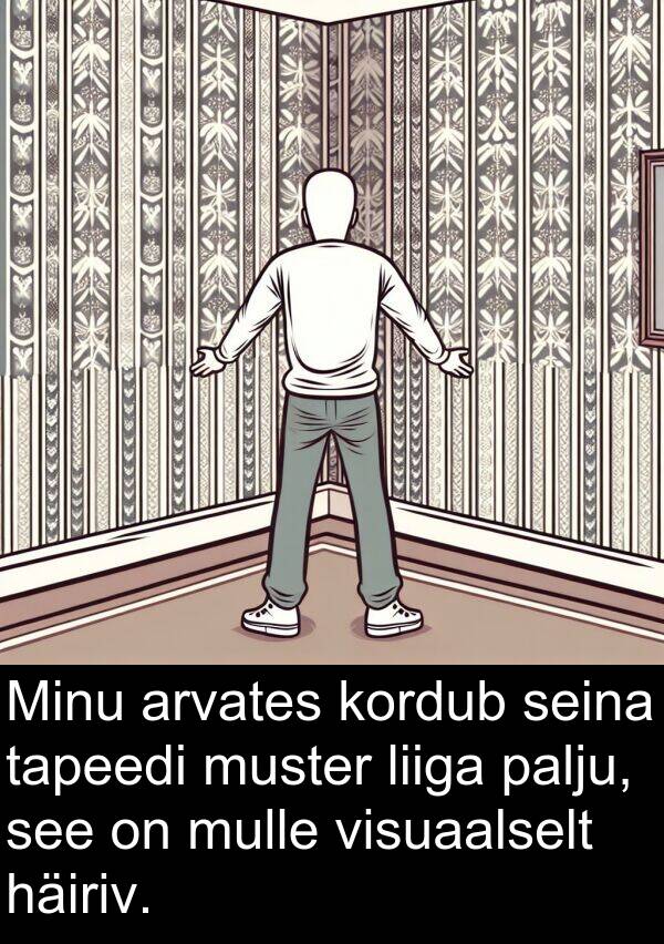 muster: Minu arvates kordub seina tapeedi muster liiga palju, see on mulle visuaalselt häiriv.