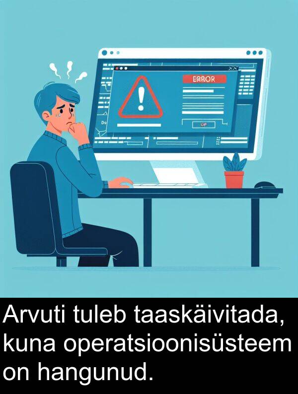 taaskäivitada: Arvuti tuleb taaskäivitada, kuna operatsioonisüsteem on hangunud.