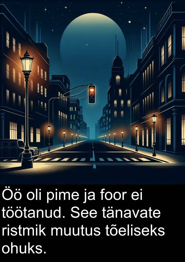 foor: Öö oli pime ja foor ei töötanud. See tänavate ristmik muutus tõeliseks ohuks.