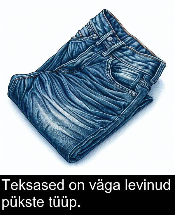 väga: Teksased on väga levinud pükste tüüp.