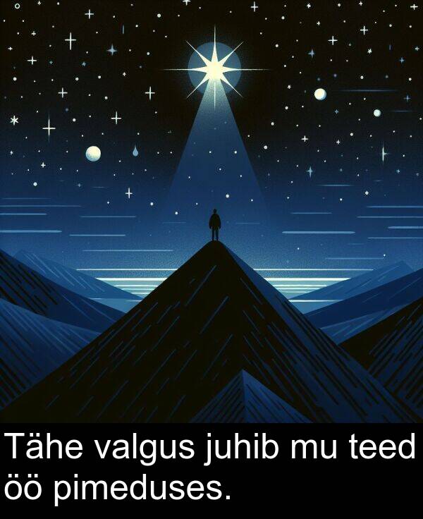 pimeduses: Tähe valgus juhib mu teed öö pimeduses.