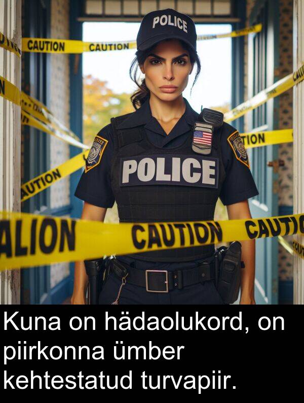 hädaolukord: Kuna on hädaolukord, on piirkonna ümber kehtestatud turvapiir.