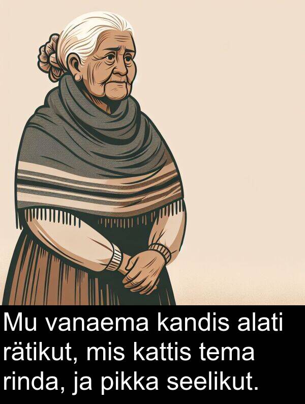 pikka: Mu vanaema kandis alati rätikut, mis kattis tema rinda, ja pikka seelikut.