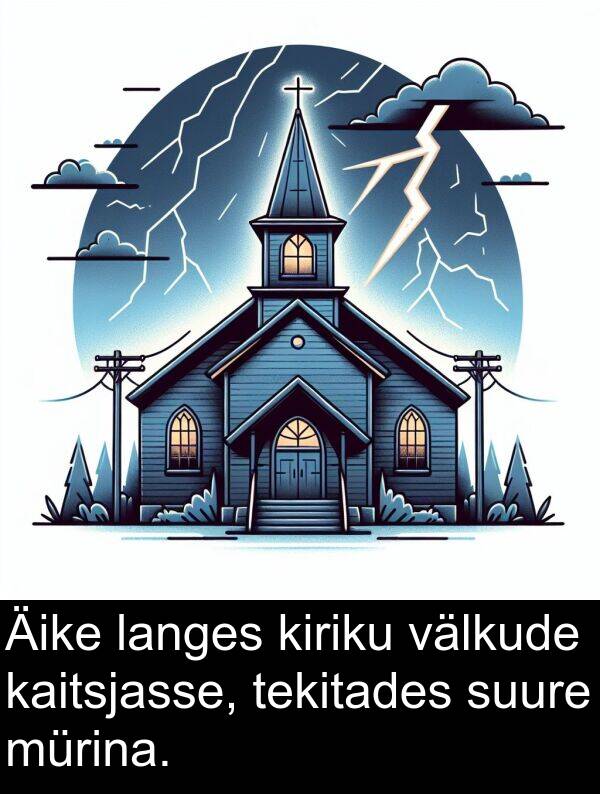 suure: Äike langes kiriku välkude kaitsjasse, tekitades suure mürina.