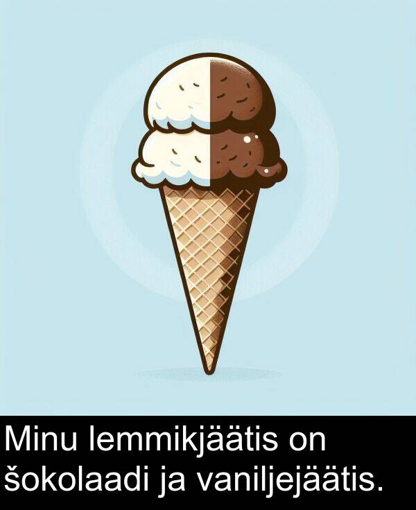 lemmikjäätis: Minu lemmikjäätis on šokolaadi ja vaniljejäätis.
