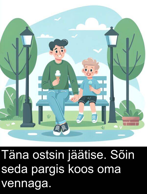 ostsin: Täna ostsin jäätise. Sõin seda pargis koos oma vennaga.