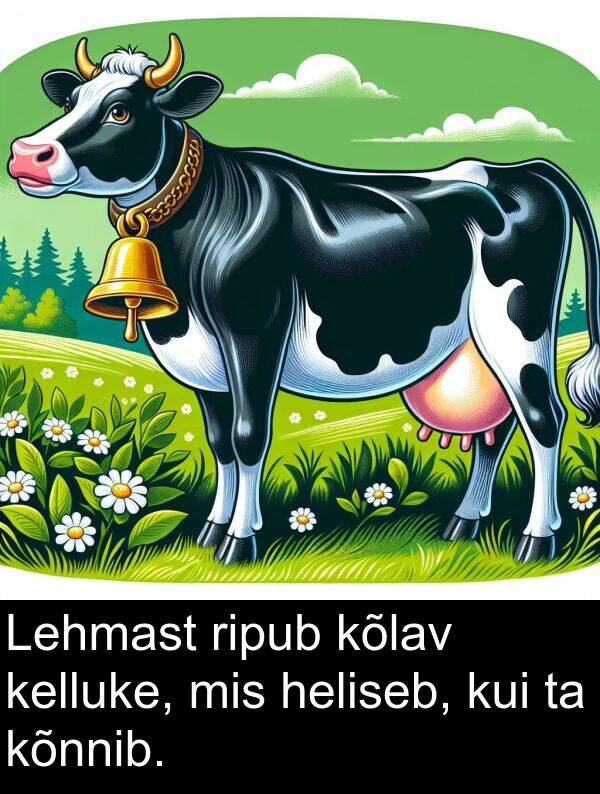 kõlav: Lehmast ripub kõlav kelluke, mis heliseb, kui ta kõnnib.