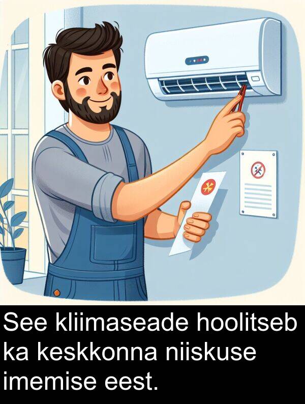 hoolitseb: See kliimaseade hoolitseb ka keskkonna niiskuse imemise eest.