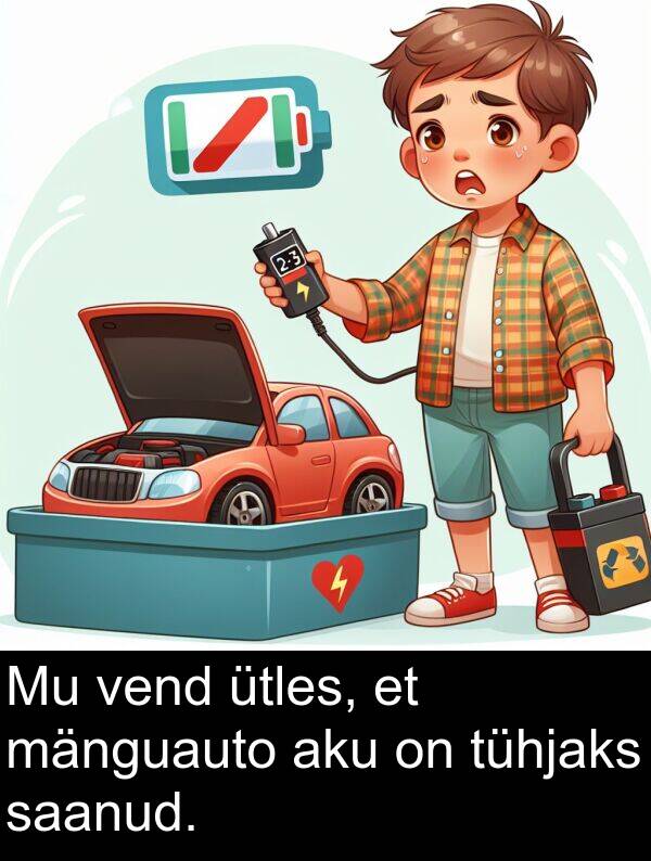 vend: Mu vend ütles, et mänguauto aku on tühjaks saanud.