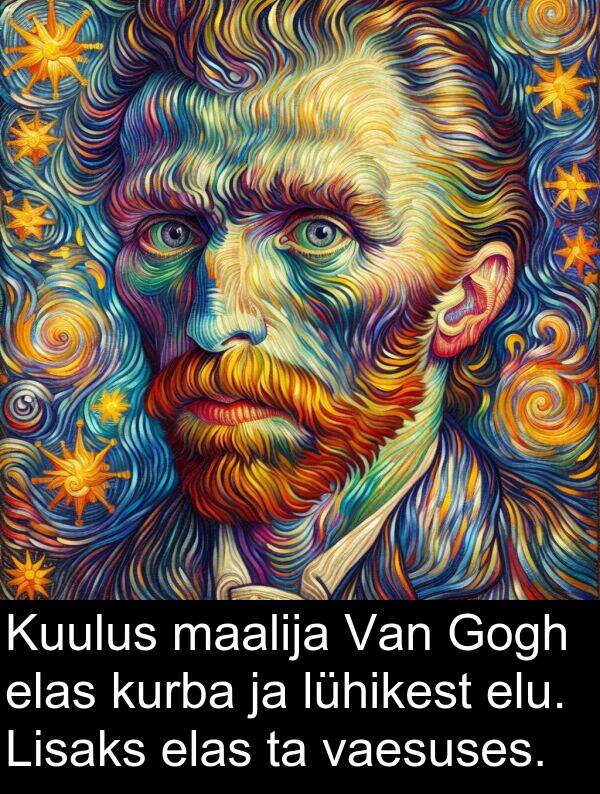 maalija: Kuulus maalija Van Gogh elas kurba ja lühikest elu. Lisaks elas ta vaesuses.