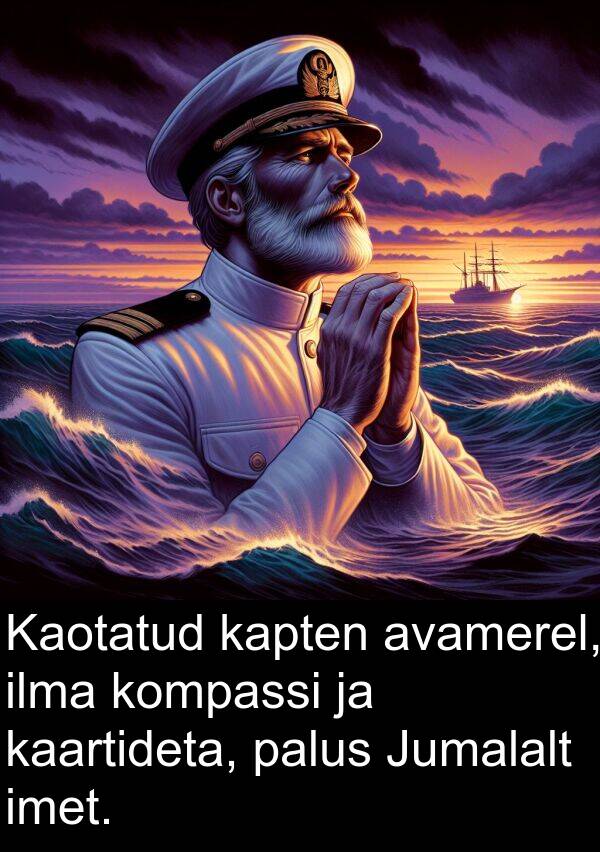 kaartideta: Kaotatud kapten avamerel, ilma kompassi ja kaartideta, palus Jumalalt imet.