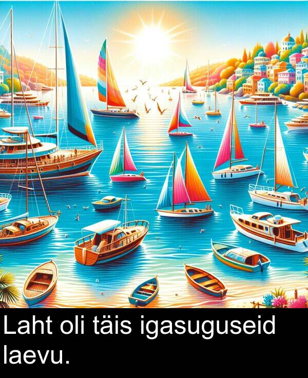 täis: Laht oli täis igasuguseid laevu.