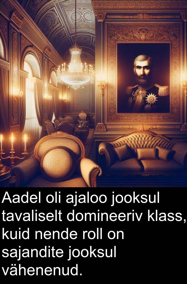 domineeriv: Aadel oli ajaloo jooksul tavaliselt domineeriv klass, kuid nende roll on sajandite jooksul vähenenud.