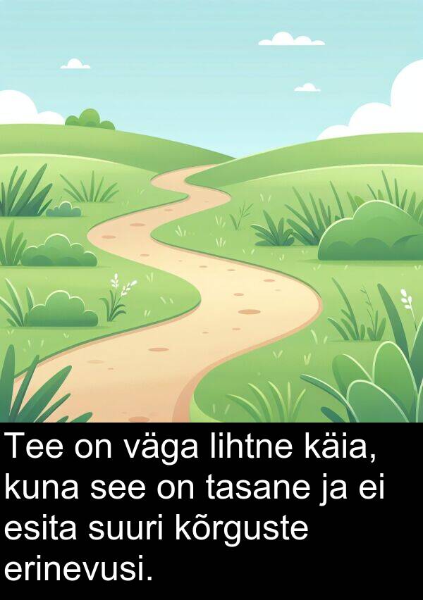 kuna: Tee on väga lihtne käia, kuna see on tasane ja ei esita suuri kõrguste erinevusi.