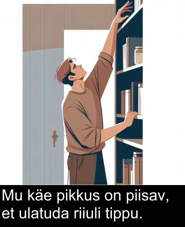 riiuli: Mu käe pikkus on piisav, et ulatuda riiuli tippu.