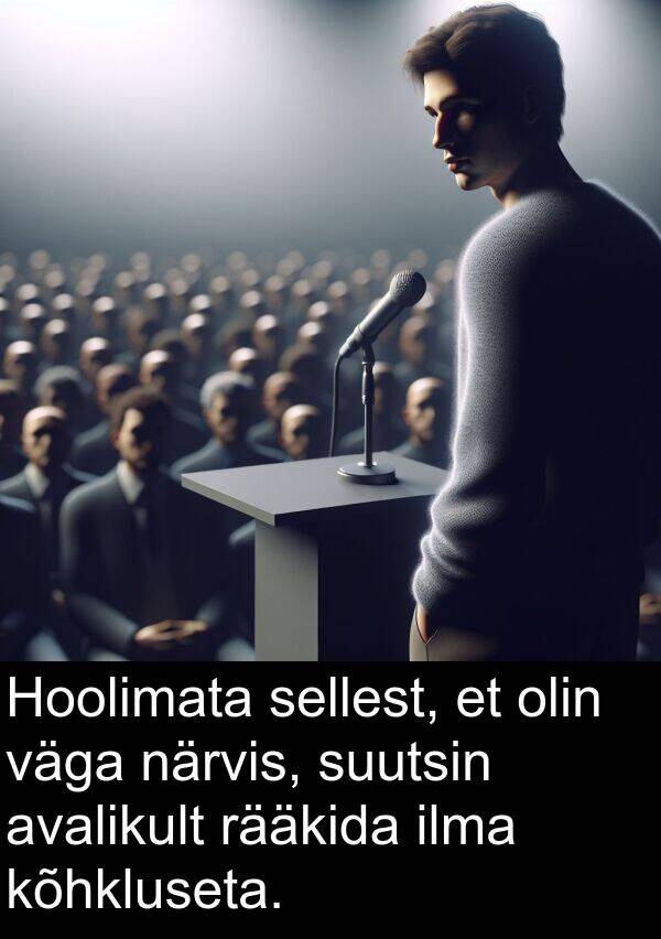 rääkida: Hoolimata sellest, et olin väga närvis, suutsin avalikult rääkida ilma kõhkluseta.