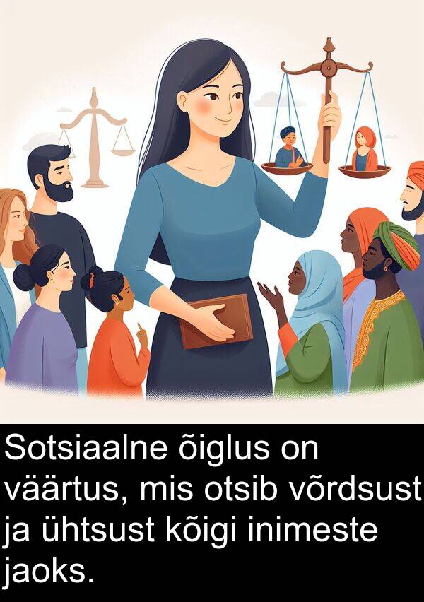 väärtus: Sotsiaalne õiglus on väärtus, mis otsib võrdsust ja ühtsust kõigi inimeste jaoks.