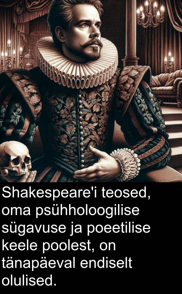 sügavuse: Shakespeare'i teosed, oma psühholoogilise sügavuse ja poeetilise keele poolest, on tänapäeval endiselt olulised.