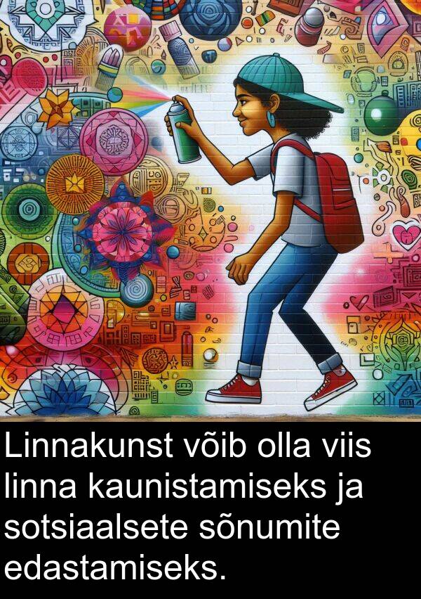 edastamiseks: Linnakunst võib olla viis linna kaunistamiseks ja sotsiaalsete sõnumite edastamiseks.