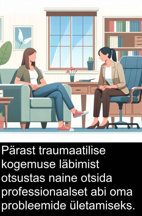 otsustas: Pärast traumaatilise kogemuse läbimist otsustas naine otsida professionaalset abi oma probleemide ületamiseks.