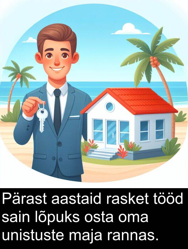 osta: Pärast aastaid rasket tööd sain lõpuks osta oma unistuste maja rannas.