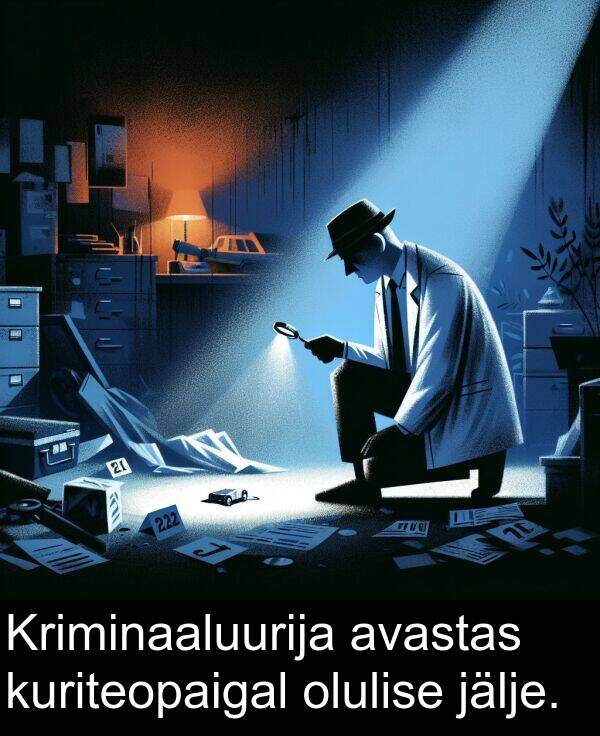 jälje: Kriminaaluurija avastas kuriteopaigal olulise jälje.